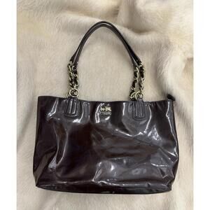 Coach Vintage Brown Patent Leather Tote Bag